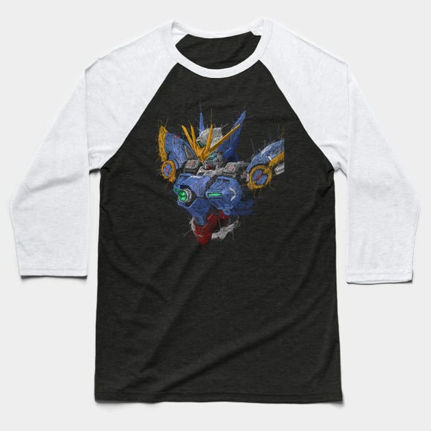 Wing Gundam Scribble Artwork Baseball T-Shirt by Gundam Artwork